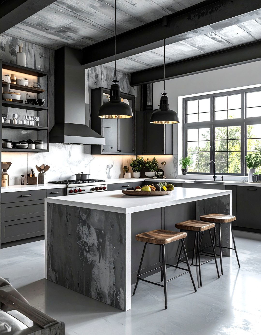 Industrial gray and white kitchen - 30 gray and white kitchen ideas