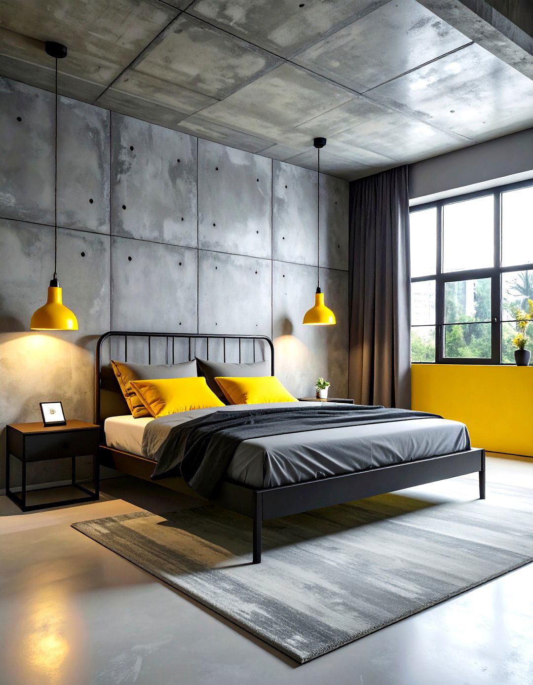 Industrial gray and yellow bedroom - 30 gray and yellow bedroom ideas