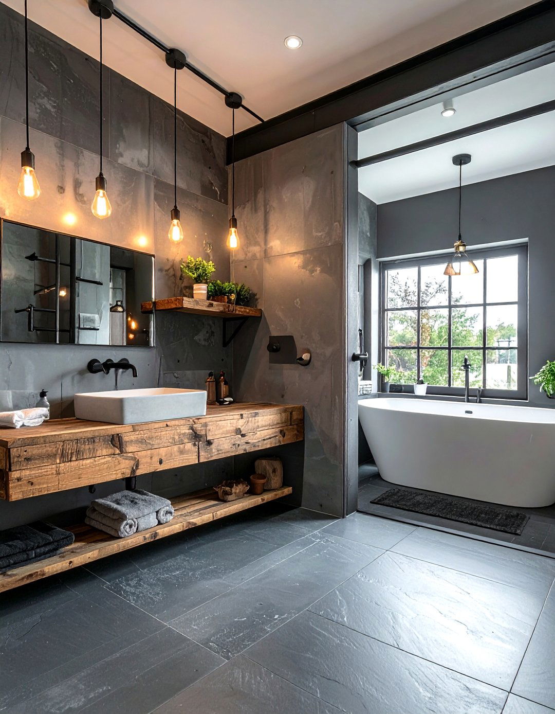 Industrial gray bathroom - 30 gray bathroom decor ideas