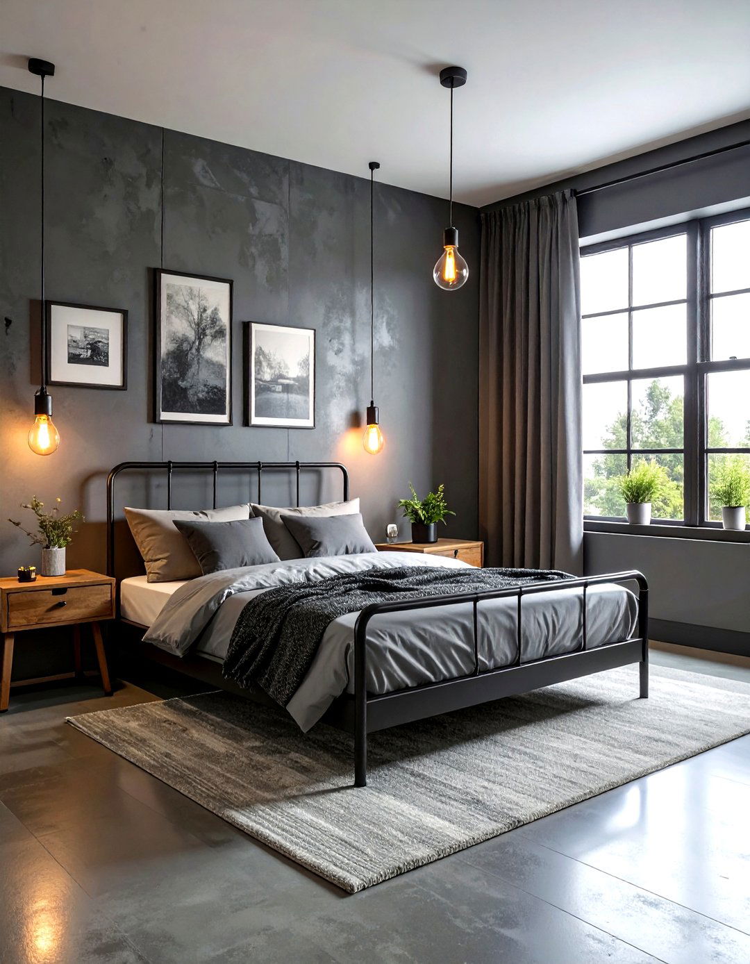 Industrial gray bedroom - 30 gray bedroom decor ideas