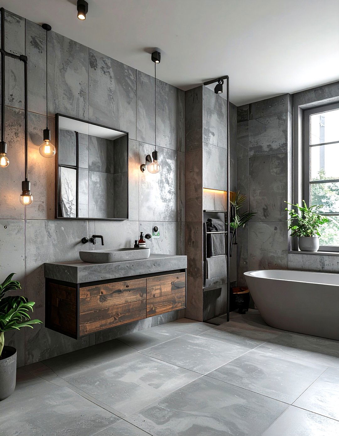 Industrial grey bathroom - 30 grey bathroom decor ideas