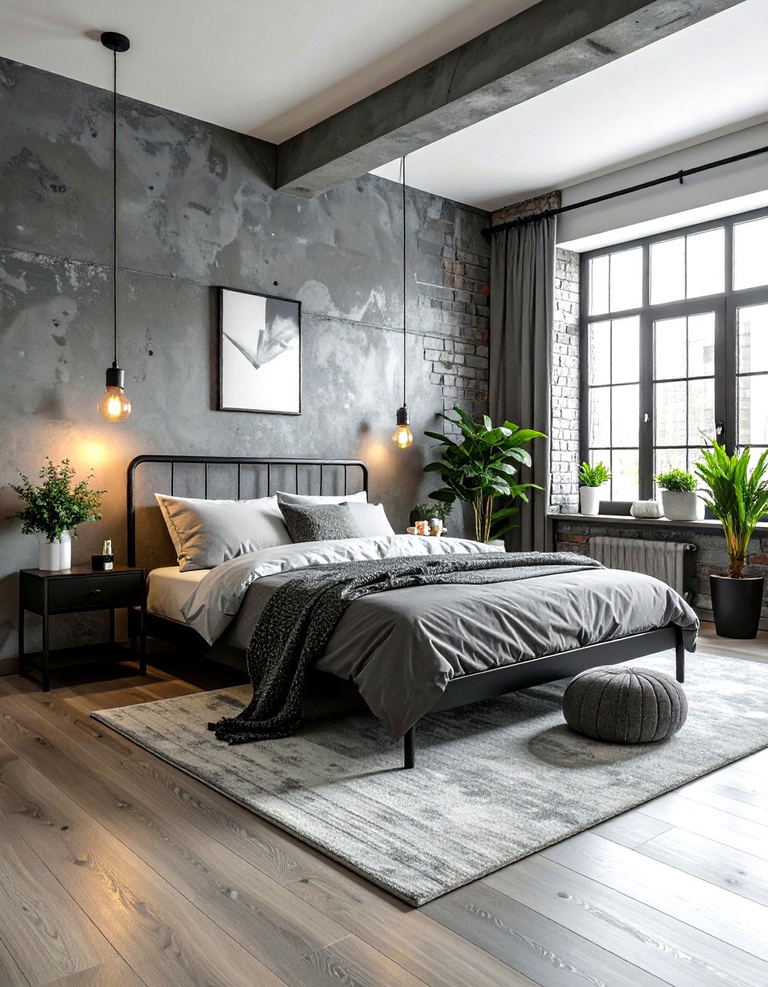 Industrial grey bedroom - 30 grey bedroom design ideas