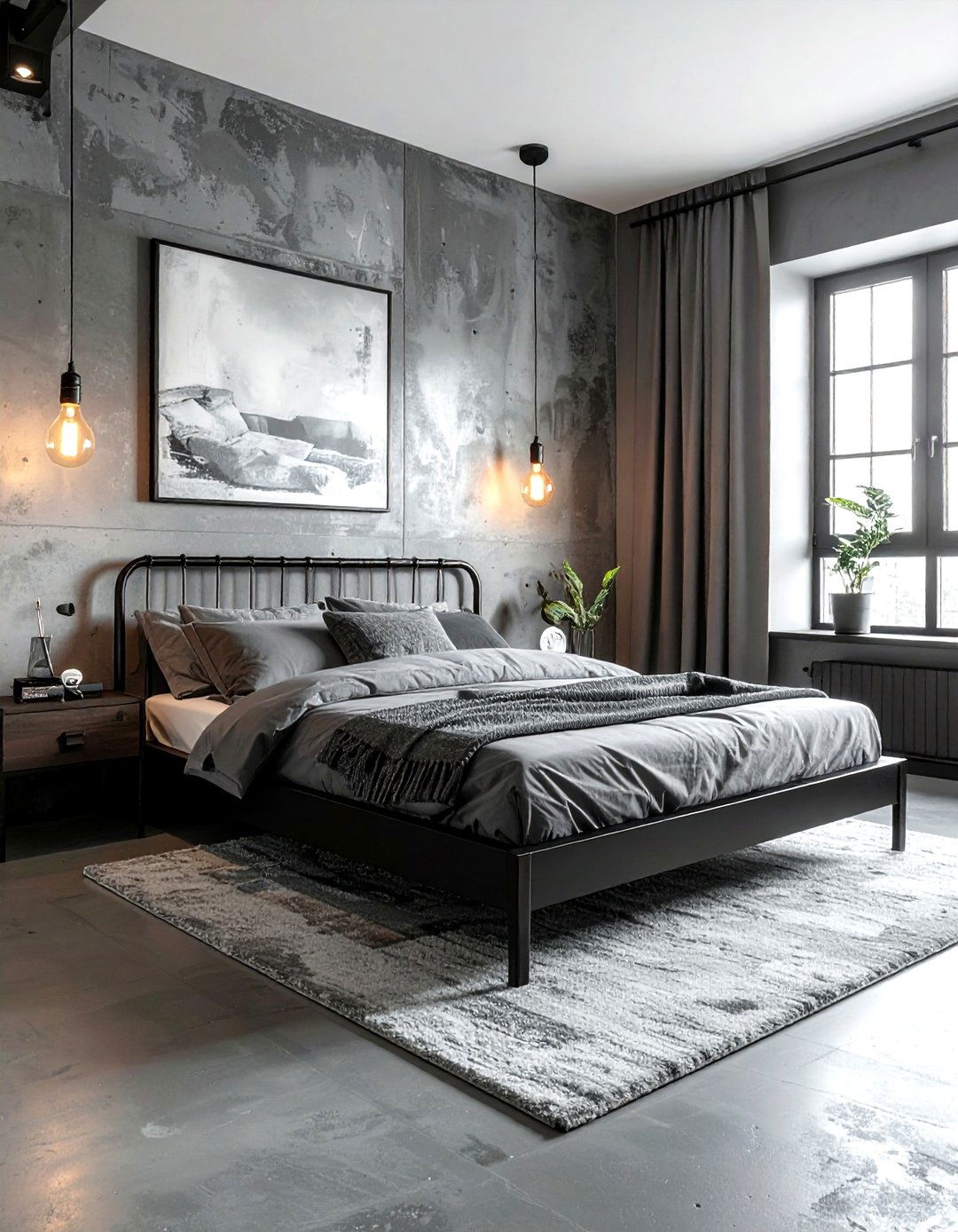 Industrial grey bedroom - 30 grey bedroom ideas