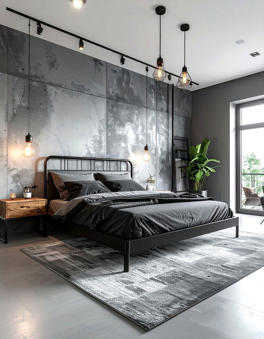 Industrial grey bedroom - 30 grey bedroom decor ideas