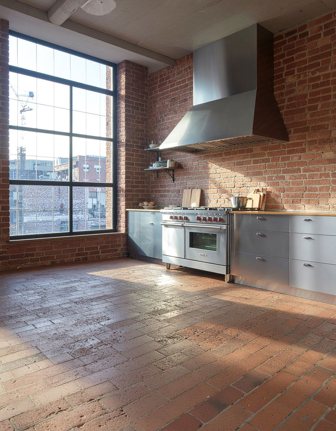 Industrial kitchen brick floor - 30 brick floor kitchen ideas
