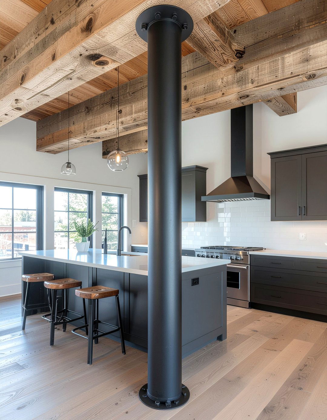 Industrial kitchen pipe column - 30 kitchen column ideas