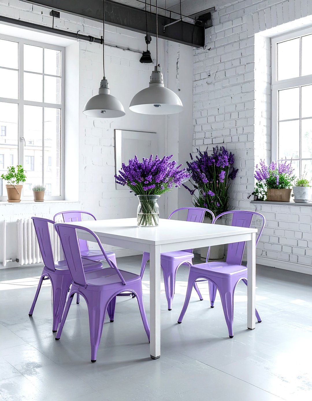 Industrial lavender dining room - 30 lavender and white dining room ideas