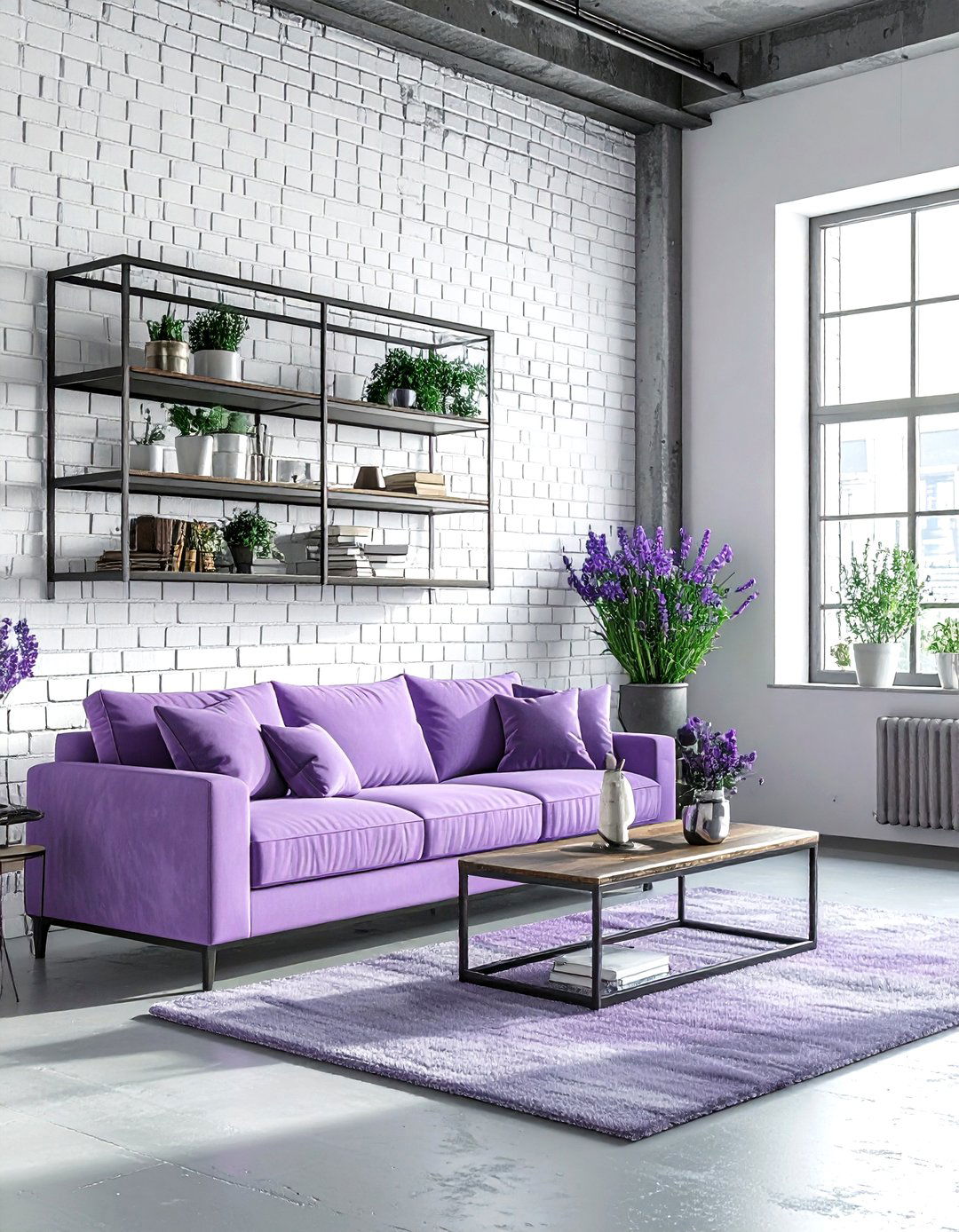 Industrial lavender living room - 30 lavender and white living room ideas