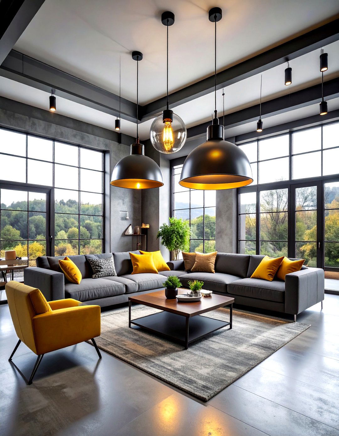 Industrial lighting grey living room - 30 industrial grey living room ideas