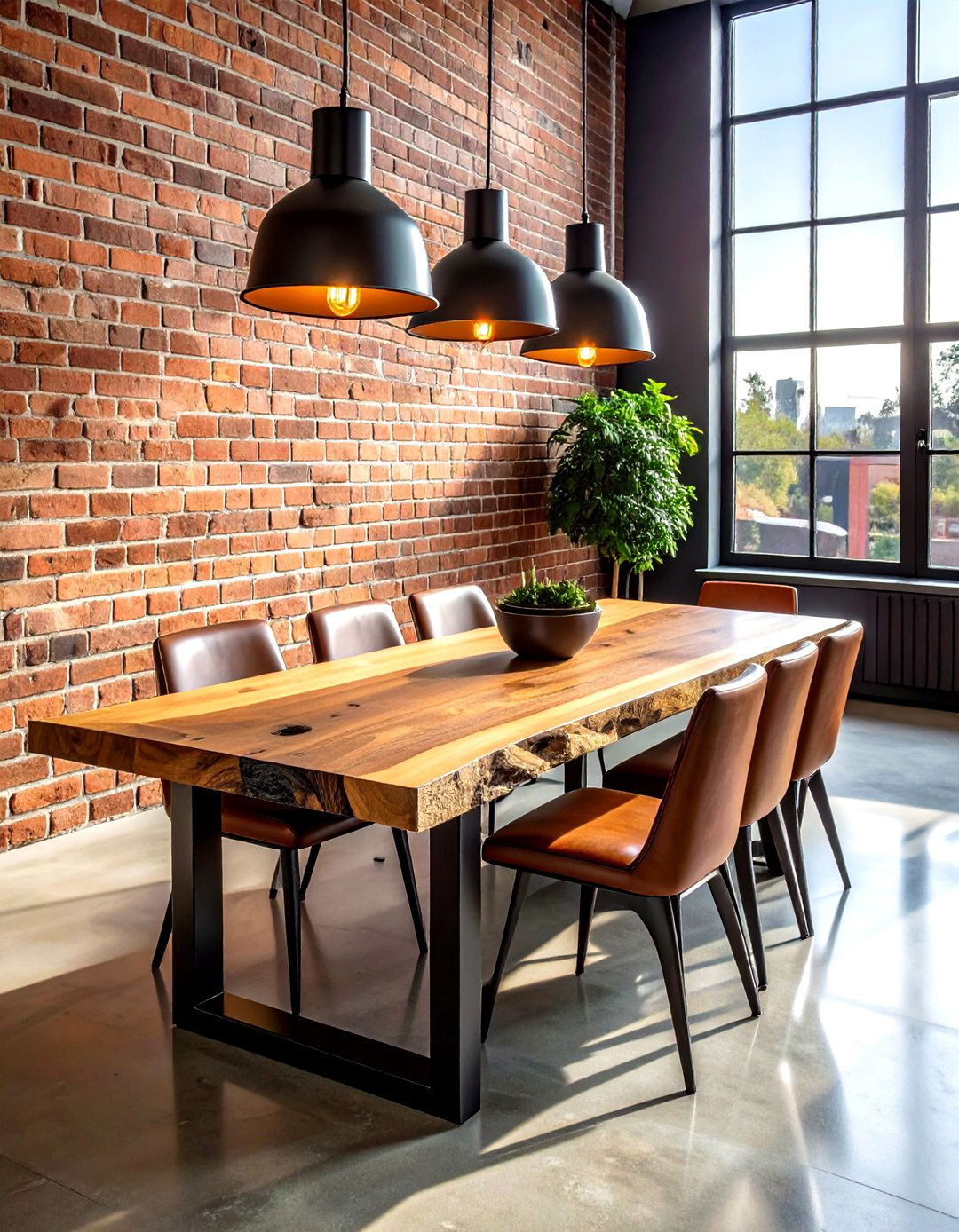 Industrial live edge dining - 30 live edge dining room ideas