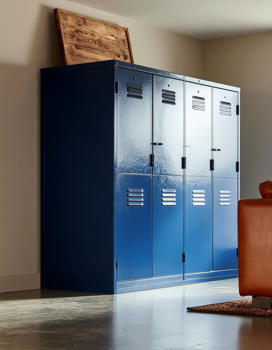 Industrial locker storage cabinet - 30 living room salvaged furniture ideas