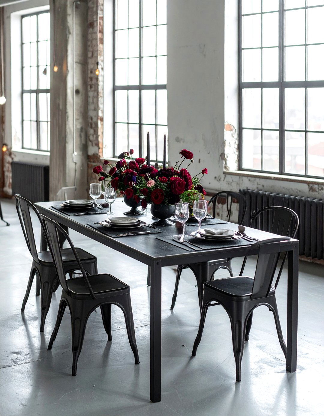 Industrial loft Seder table - 30 Passover dining room ideas