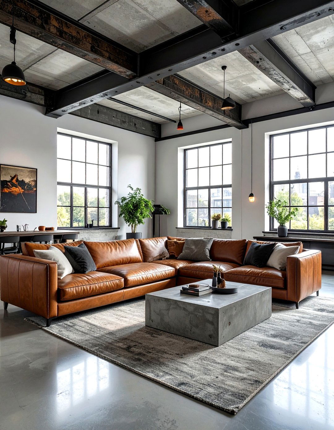 Industrial loft beams - 30 living room beam ideas