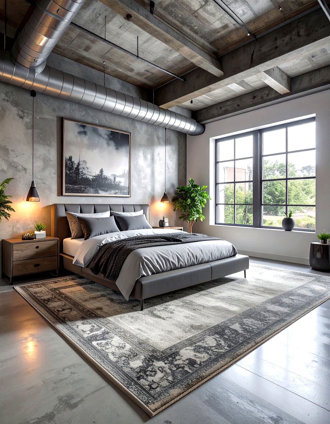 Industrial loft bedroom - 30 industrial grey bedroom ideas