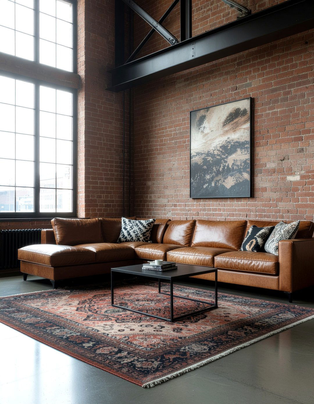 Industrial loft living area - 30 double height living room ideas
