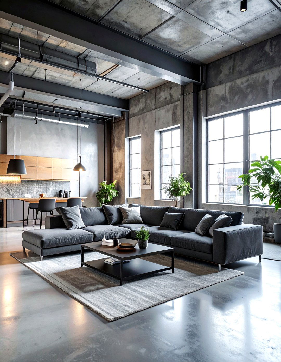 Industrial loft living room - 30 industrial grey living room ideas
