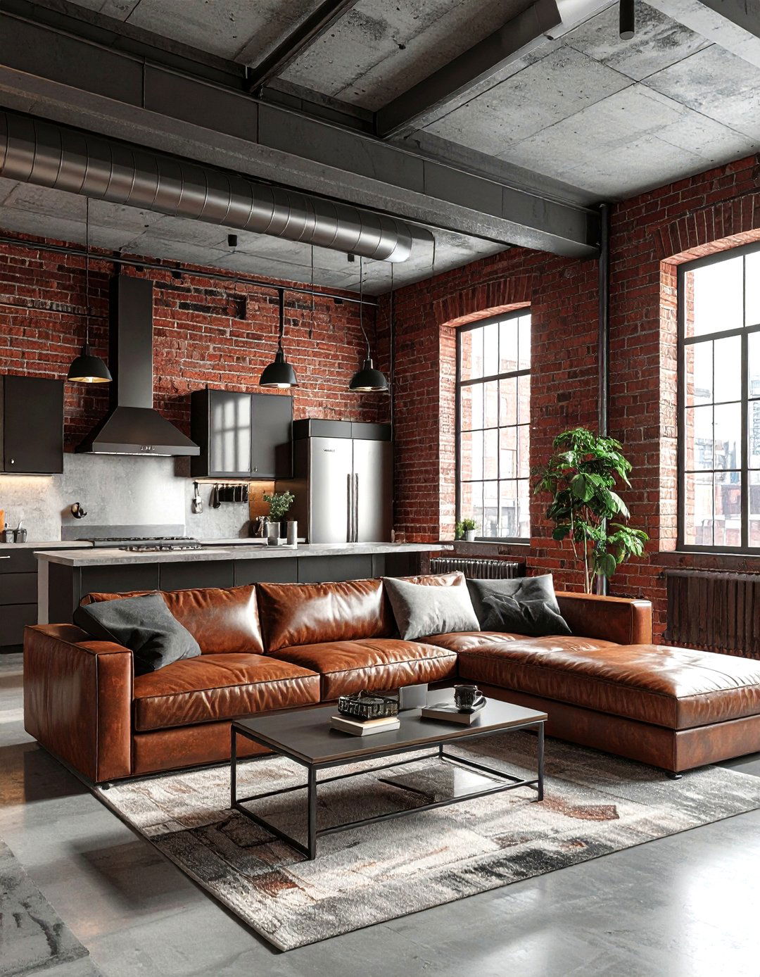 Industrial loft living - 30 living room kitchen combo ideas
