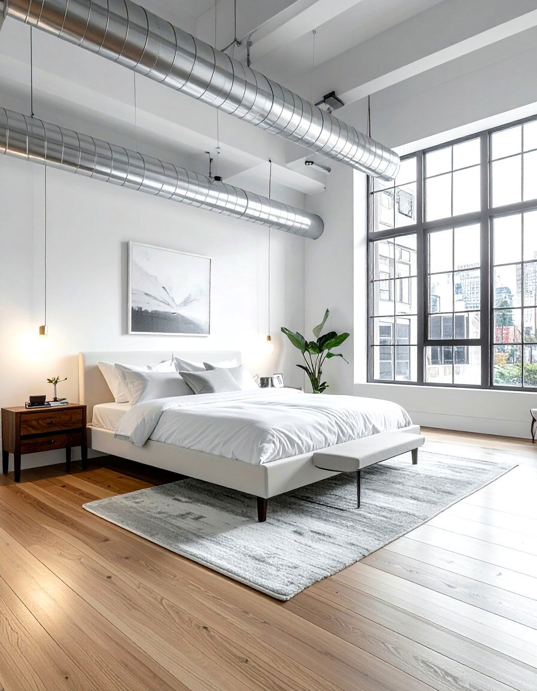 Industrial loft white bedroom - 30 industrial white bedroom ideas