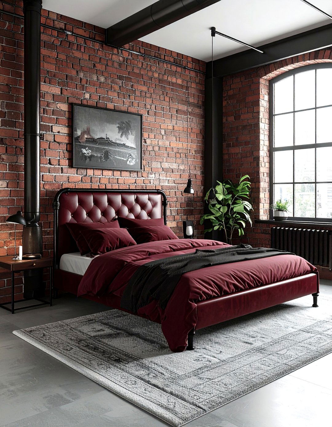 Industrial maroon bedroom - 30 maroon bedroom ideas