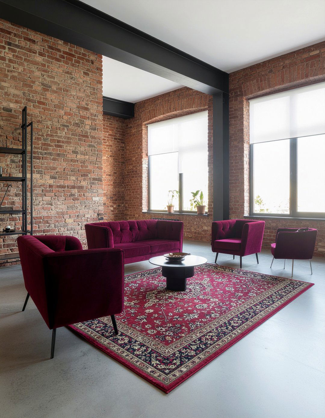 Industrial maroon living room - 30 maroon living room ideas
