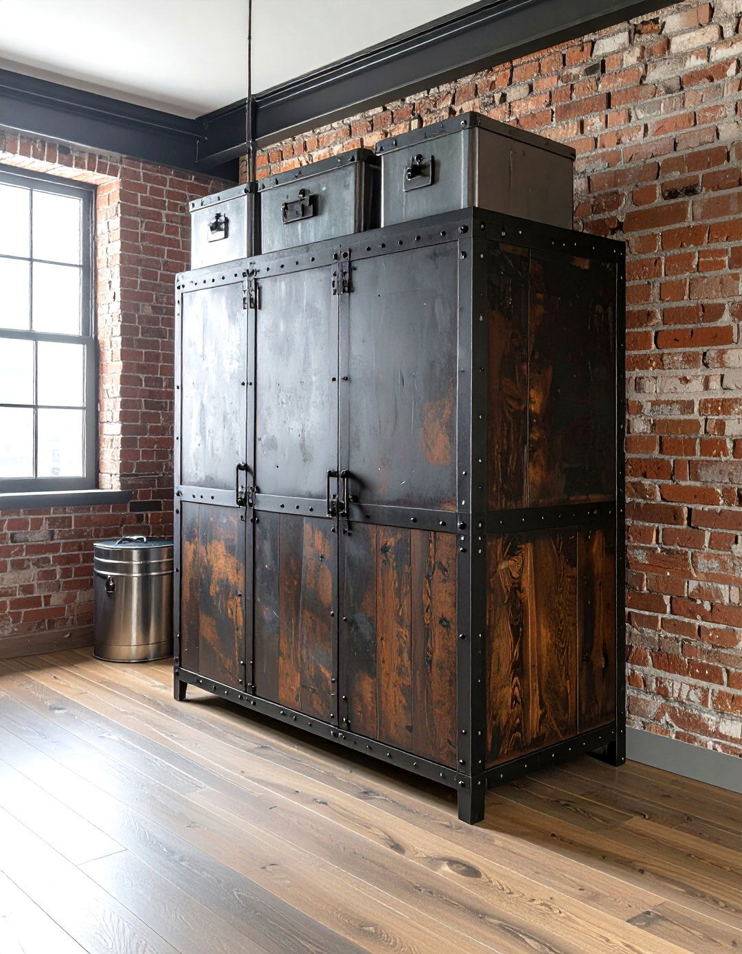 Industrial metal armoire - 30 armoire decor ideas