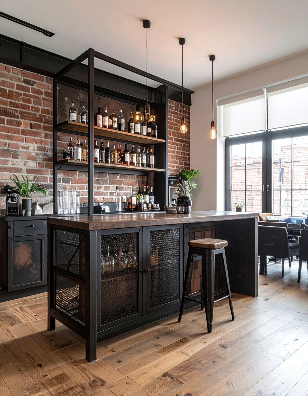 Industrial metal bar cabinet - 30 dining room bar cabinet ideas