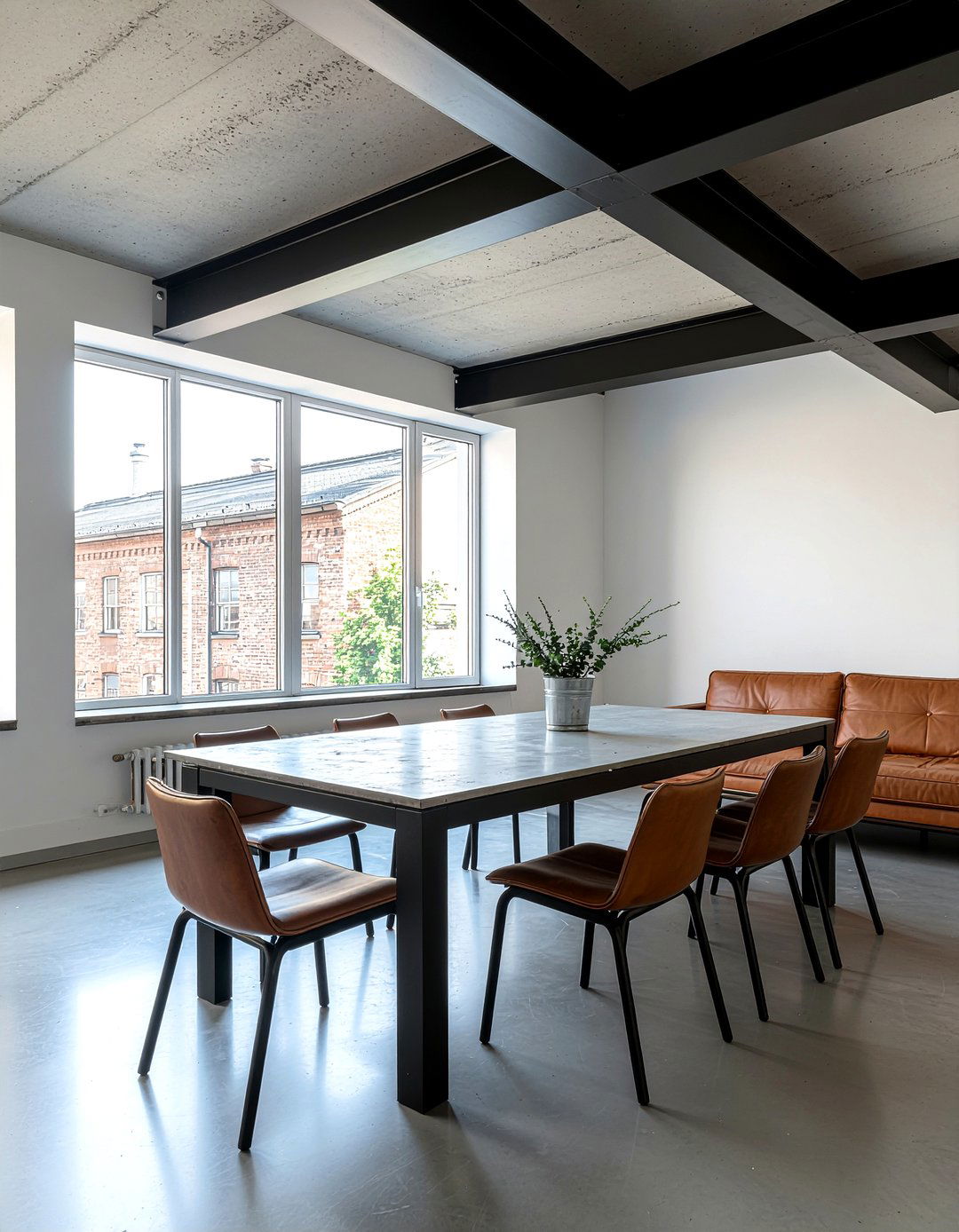 Industrial metal beams dining room - 30 dining room beamed ceiling ideas