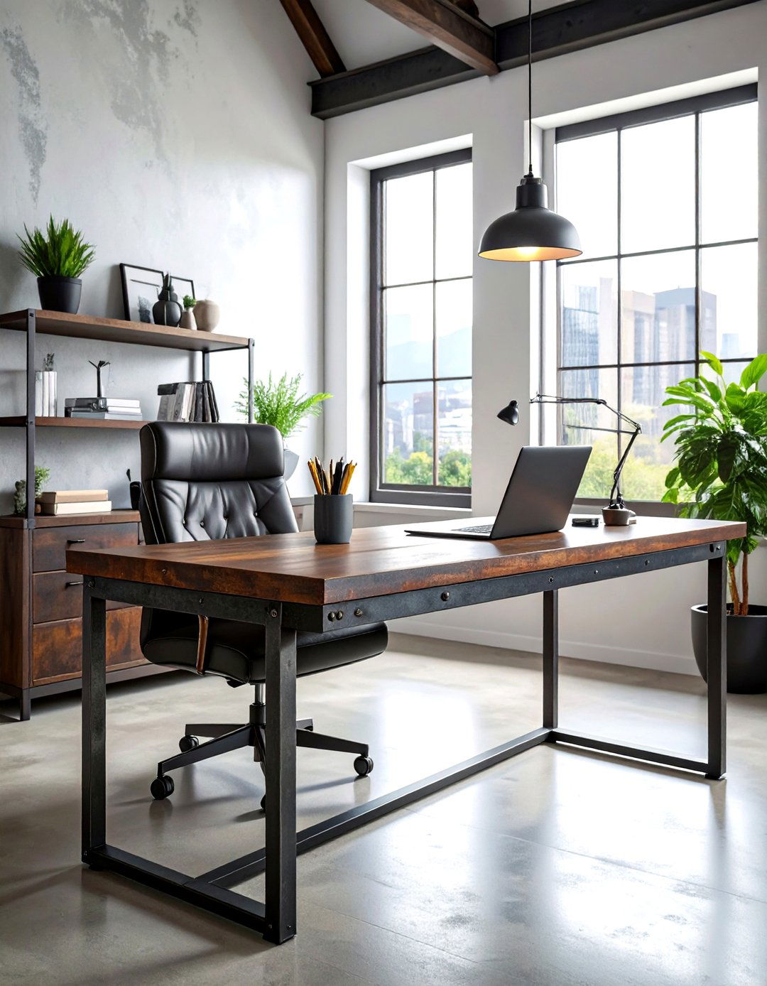 Industrial metal desk - 30 rust decor ideas