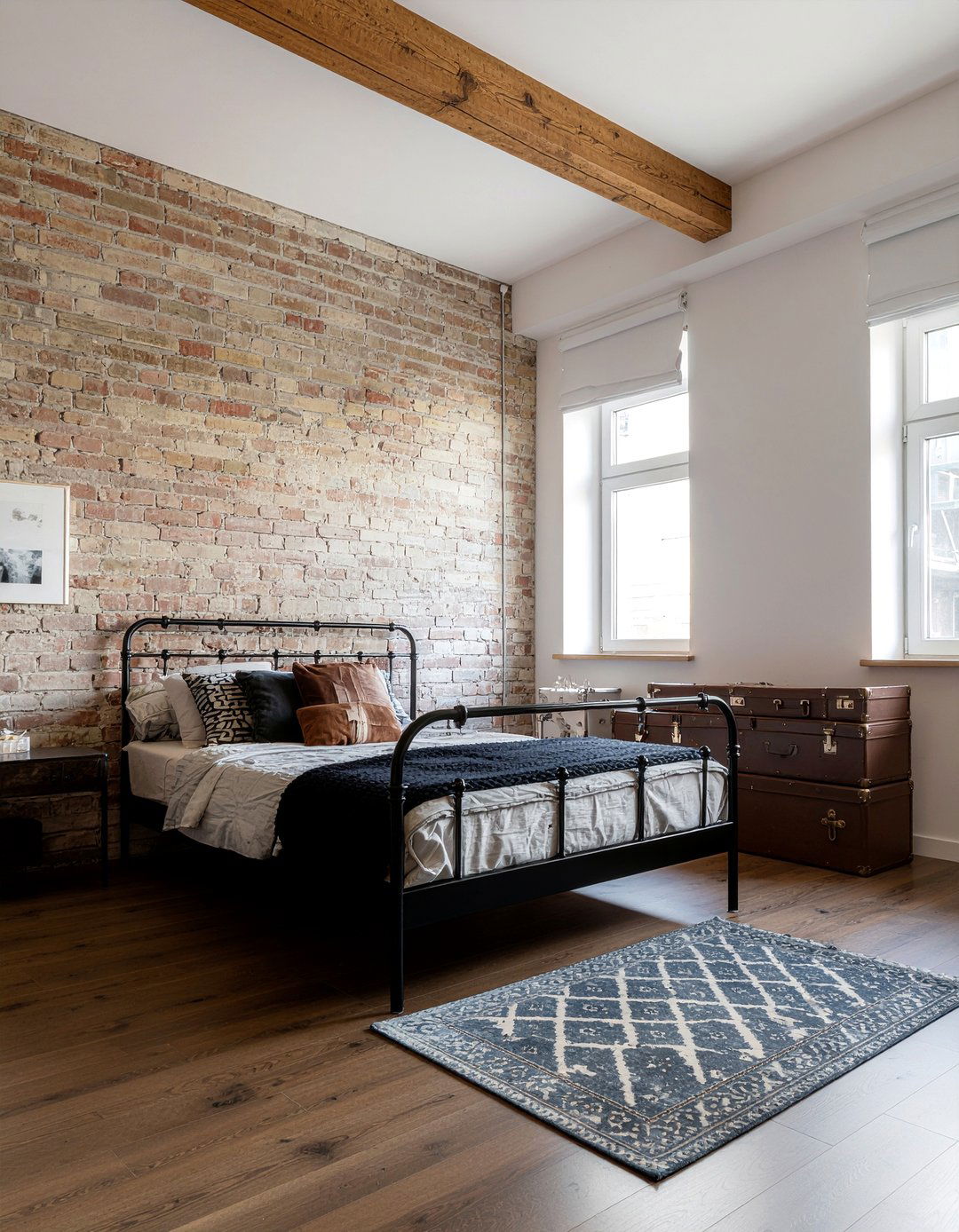 Industrial metal look vinyl - 30 bedroom vinyl flooring ideas