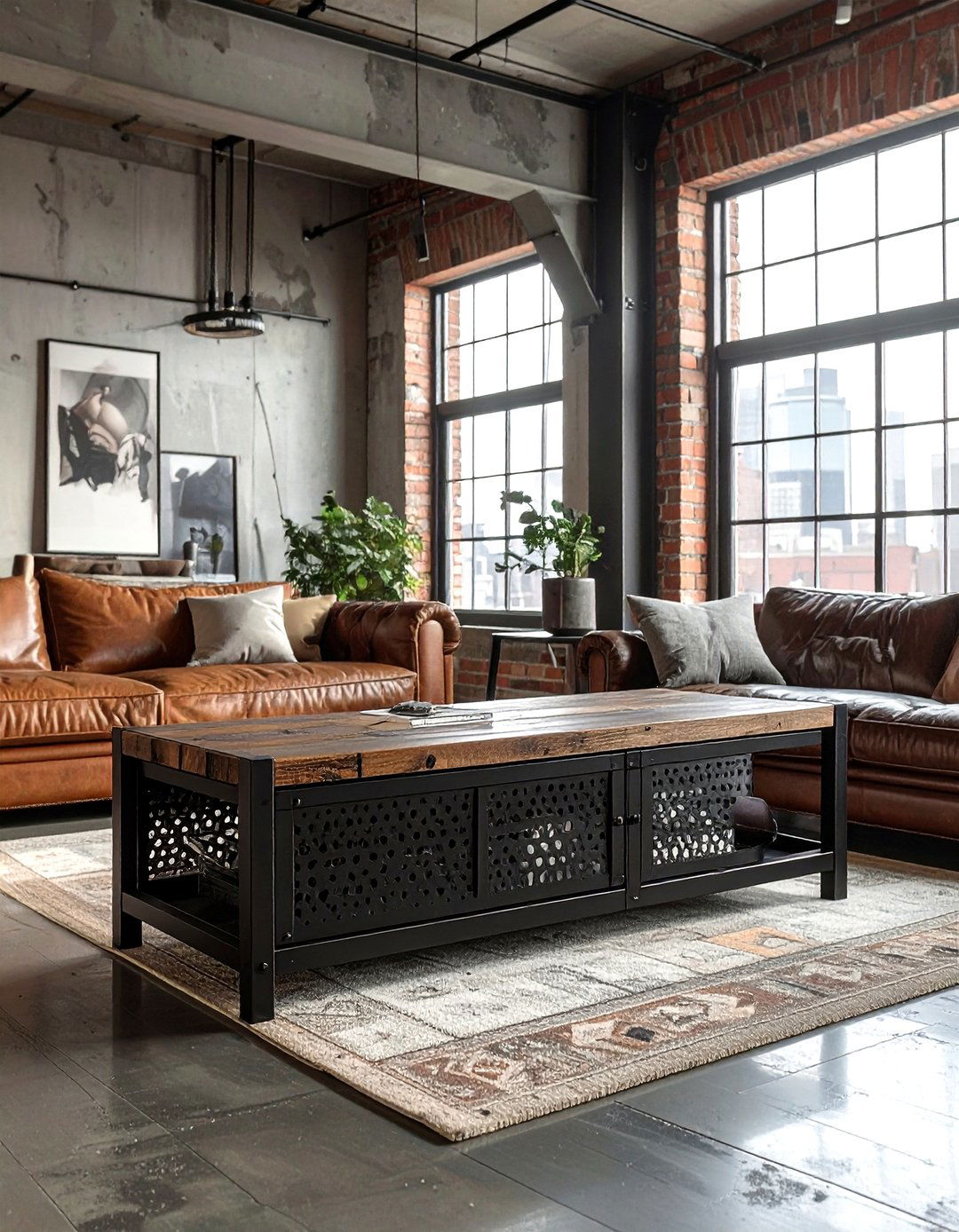 Industrial metal media stand - 30 living room media cabinet ideas