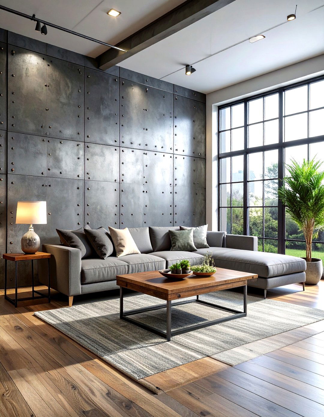 Industrial metal panel - 30 living room flat panel ideas