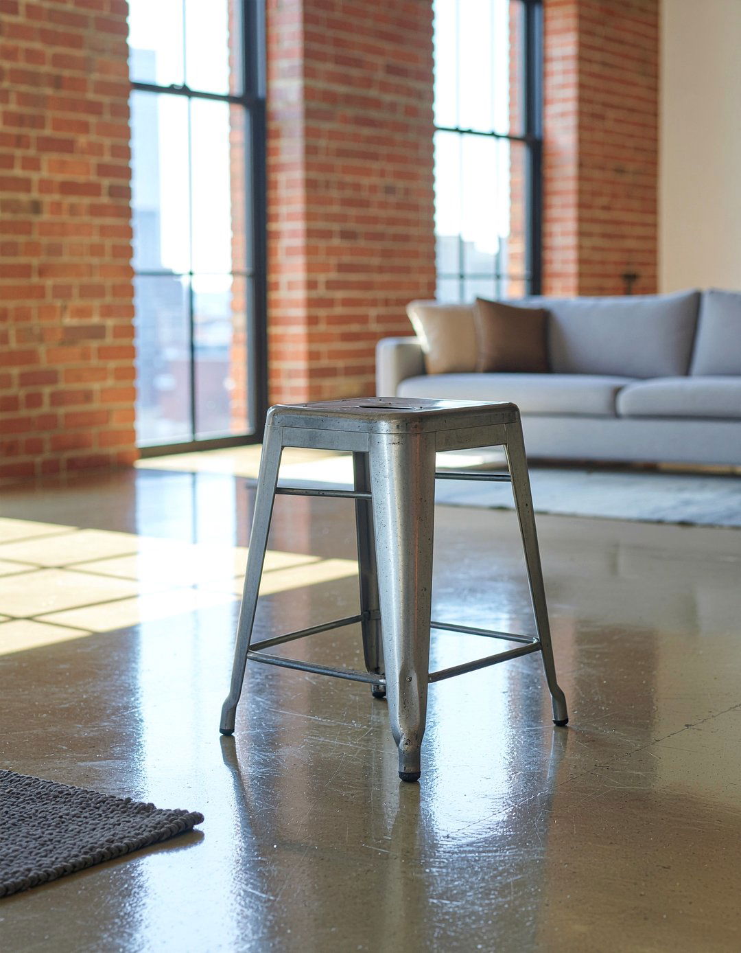 Industrial metal stool - 30 thrifted living room ideas