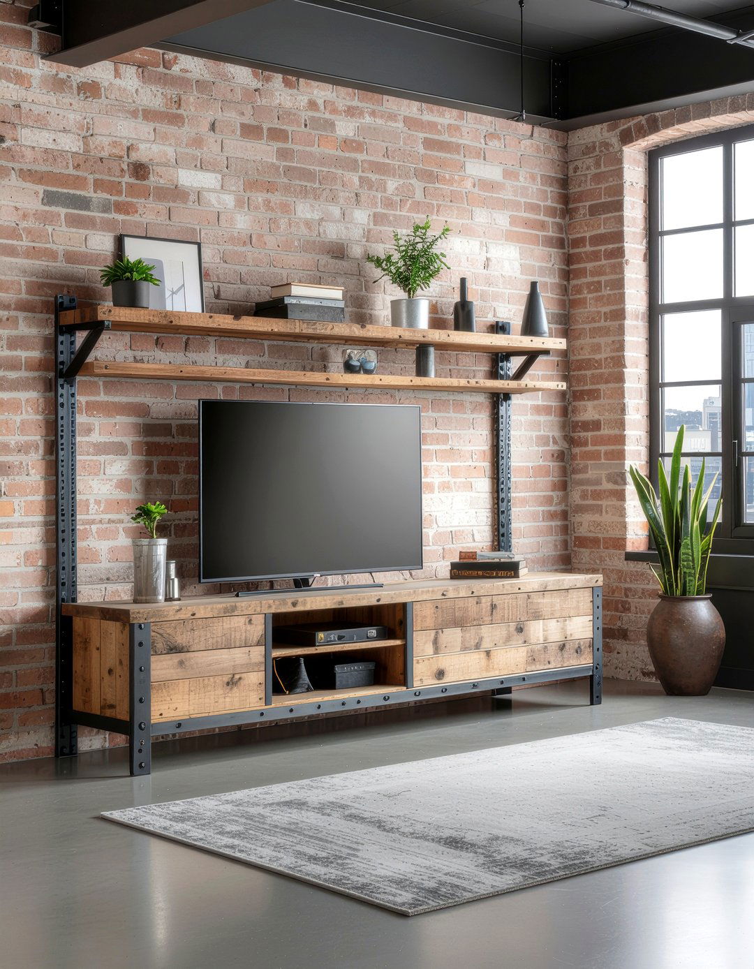 Industrial metal tv rack - 30 living room tv stand ideas