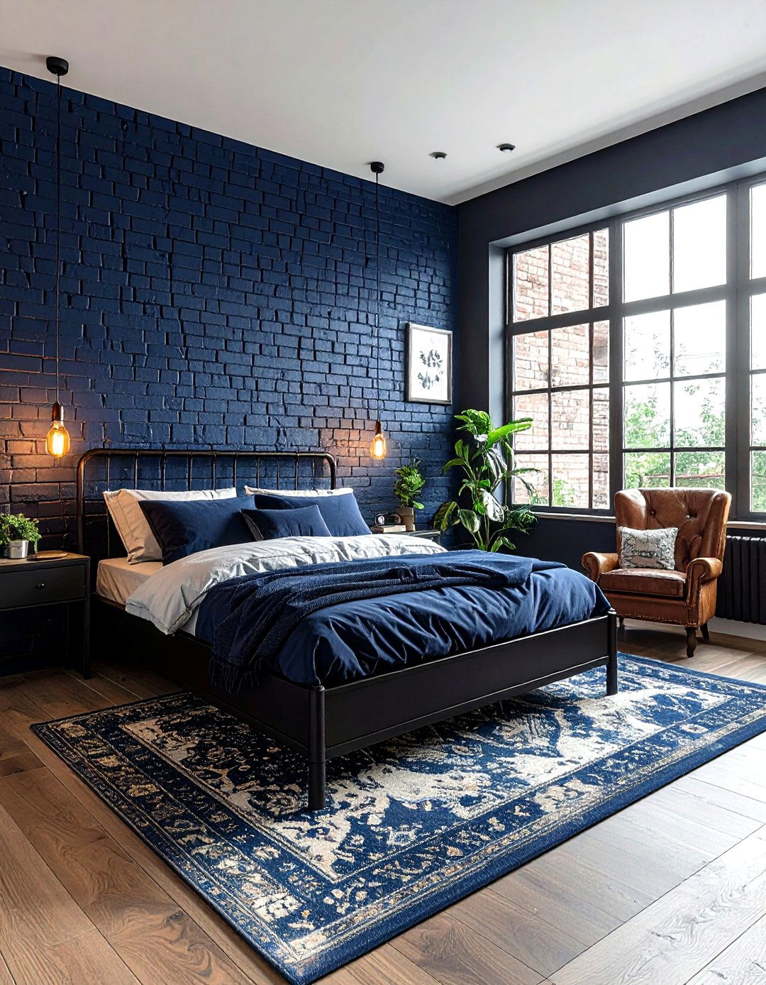 Industrial navy bedroom - 30 dark navy bedroom ideas