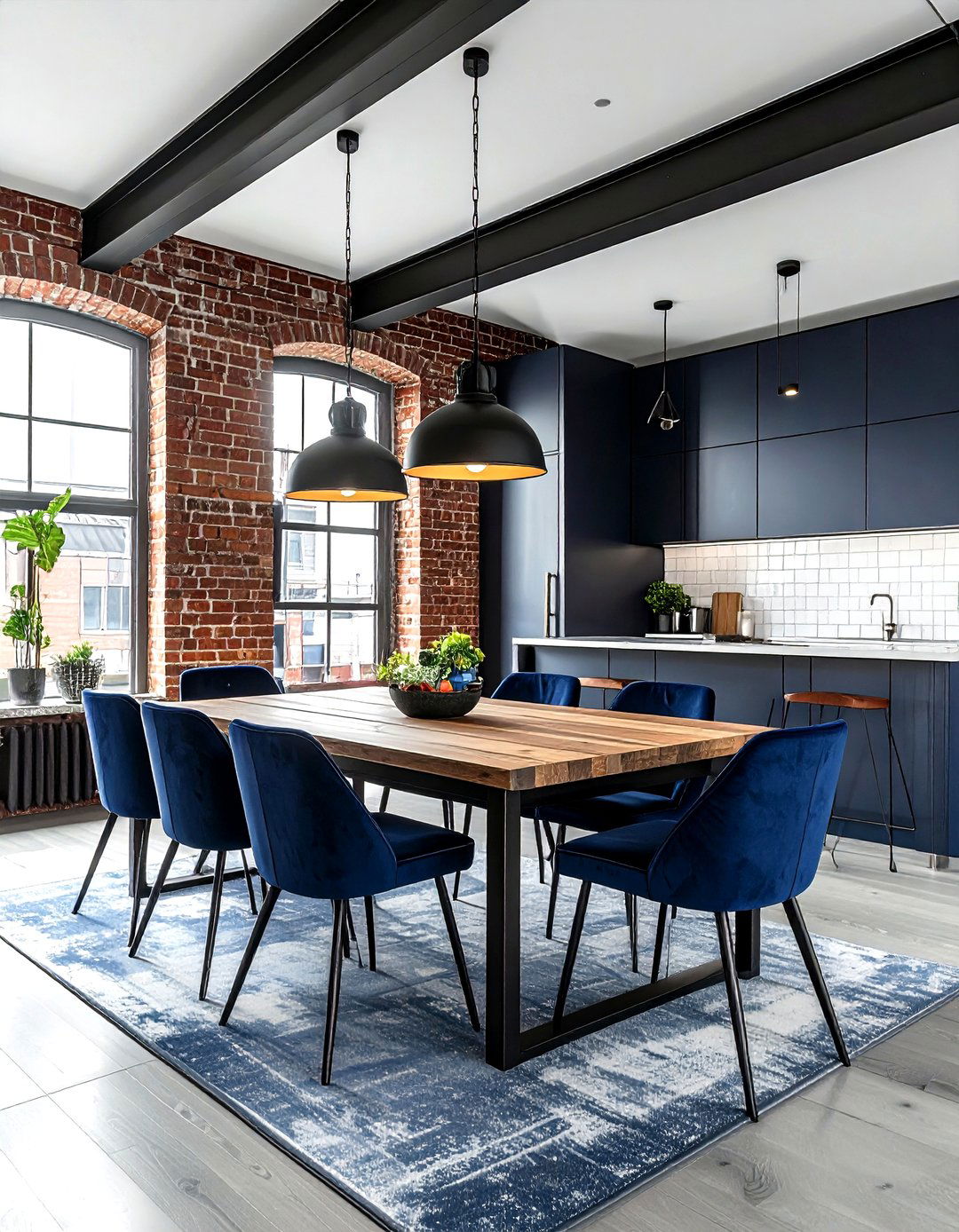 Industrial navy dining room - 30 navy dining room design ideas