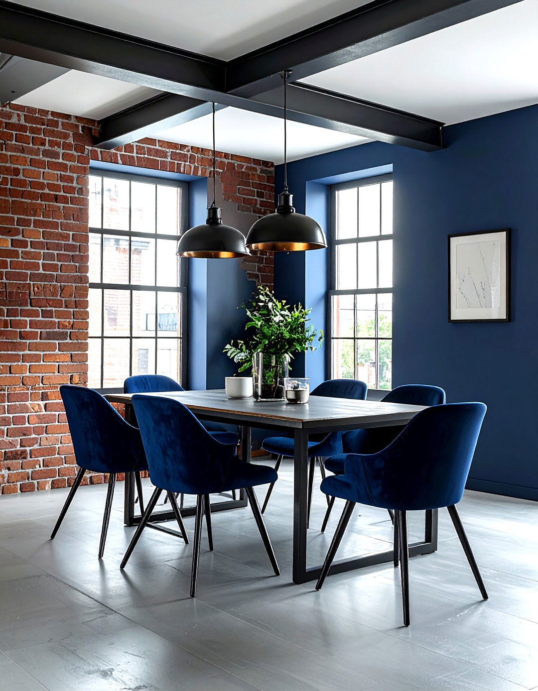 Industrial navy dining - 30 navy dining room decor ideas