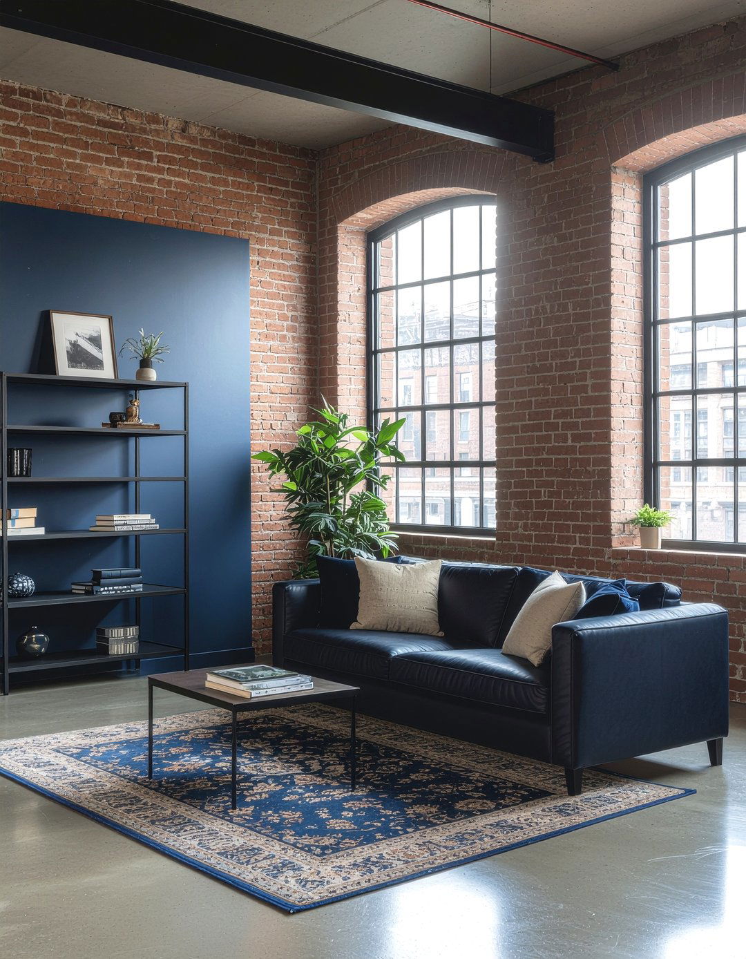 Industrial navy living room - 30 living room navy walls