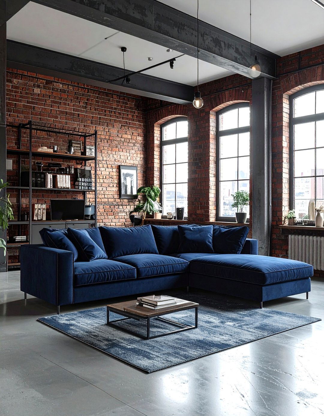 Industrial navy living room - 30 contemporary navy living room ideas