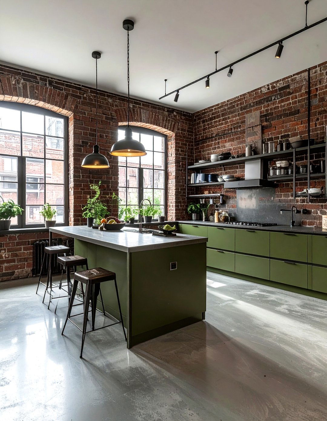 Industrial olive green kitchen - 30 olive green kitchen ideas