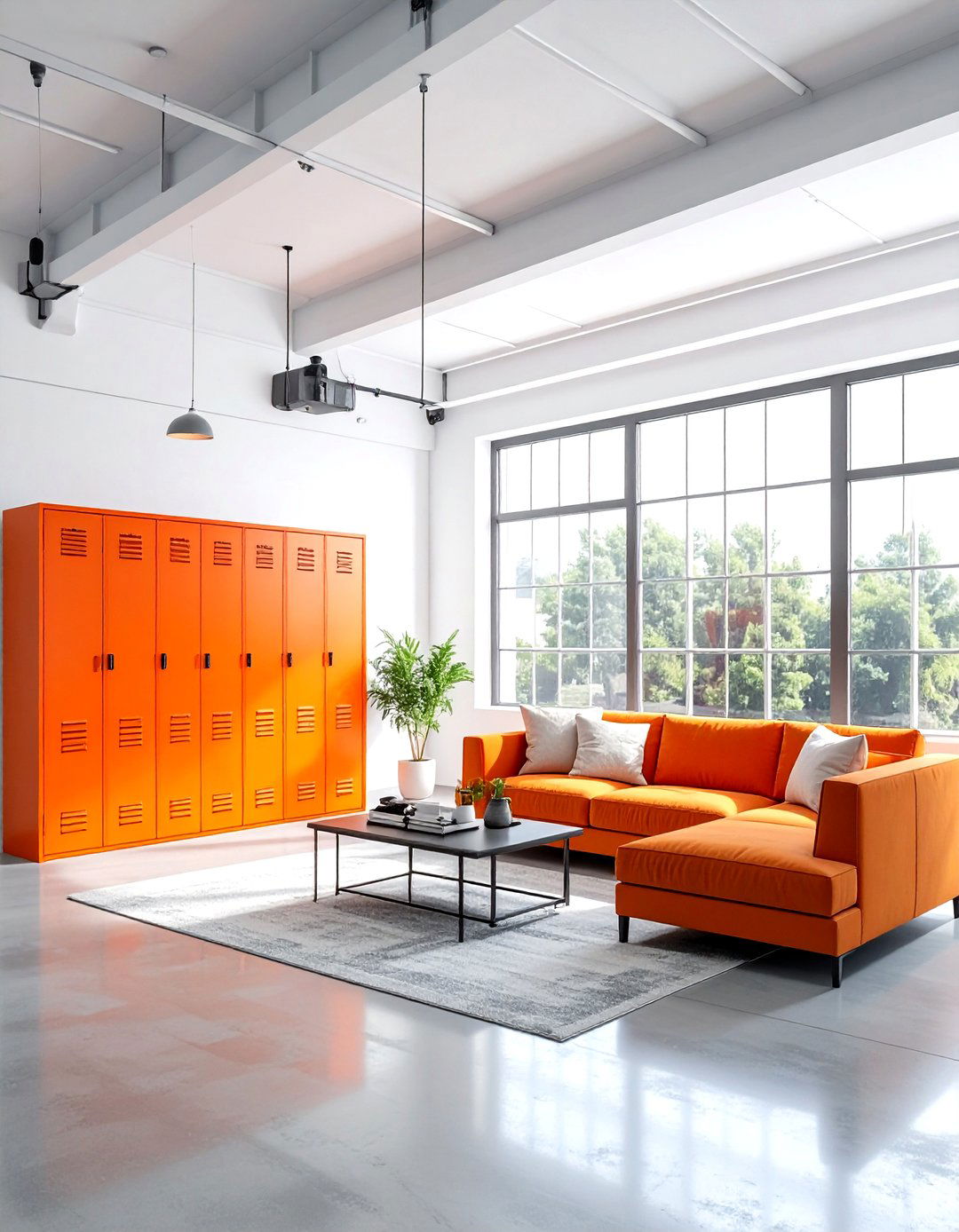 Industrial orange and white living room - 30 orange and white living room ideas
