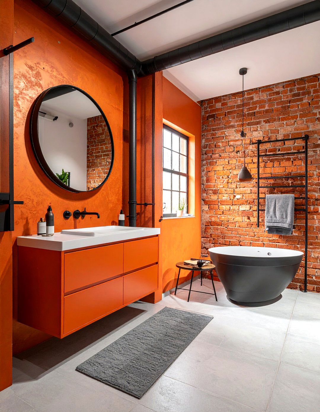 Industrial orange bathroom - 30 burnt orange bathroom ideas