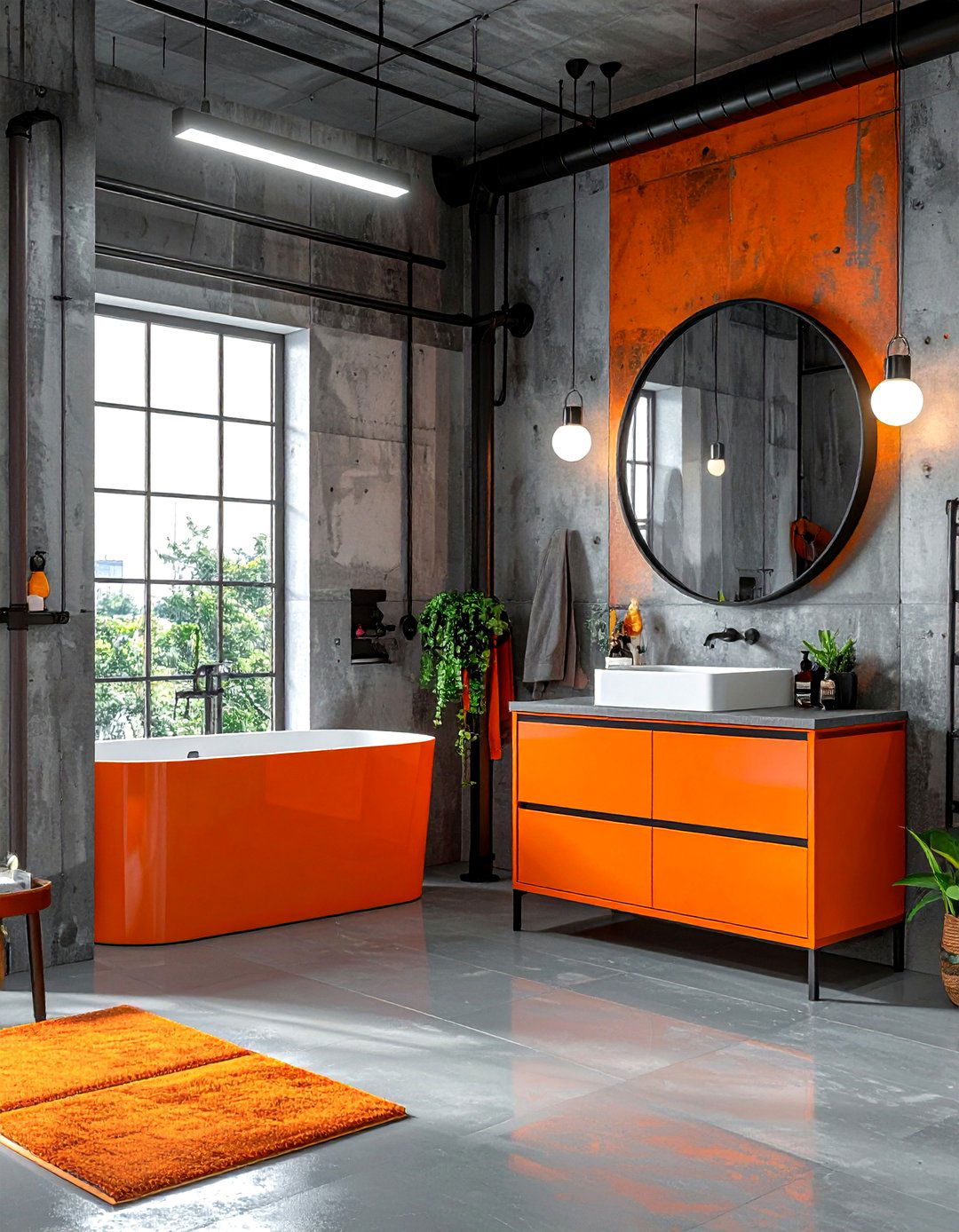 Industrial orange bathroom - 30 bright orange bathroom ideas