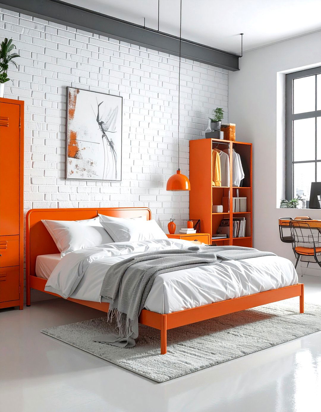 Industrial orange bedroom - 30 orange and white bedroom ideas