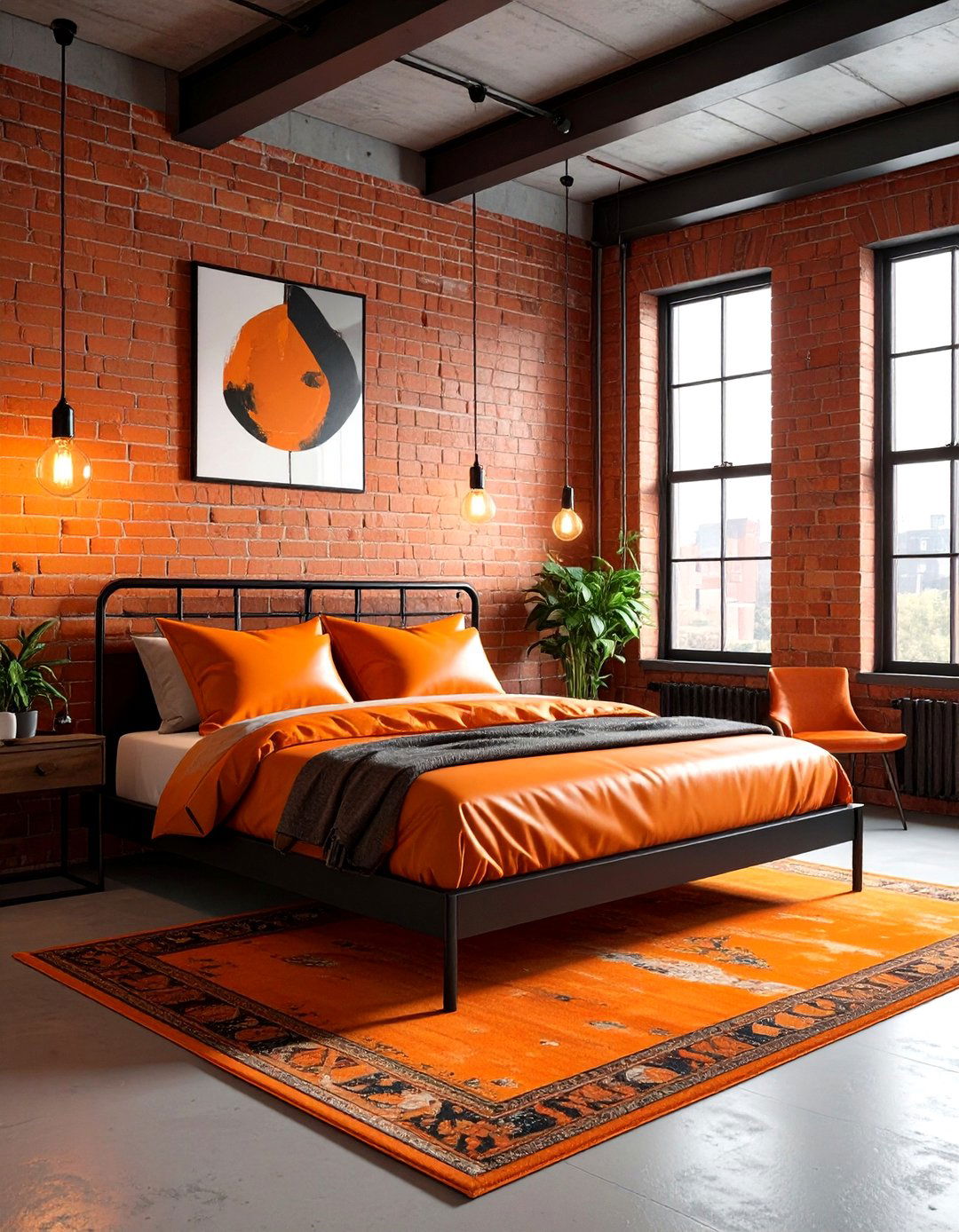 Industrial orange bedroom - 30 orange bedroom ideas