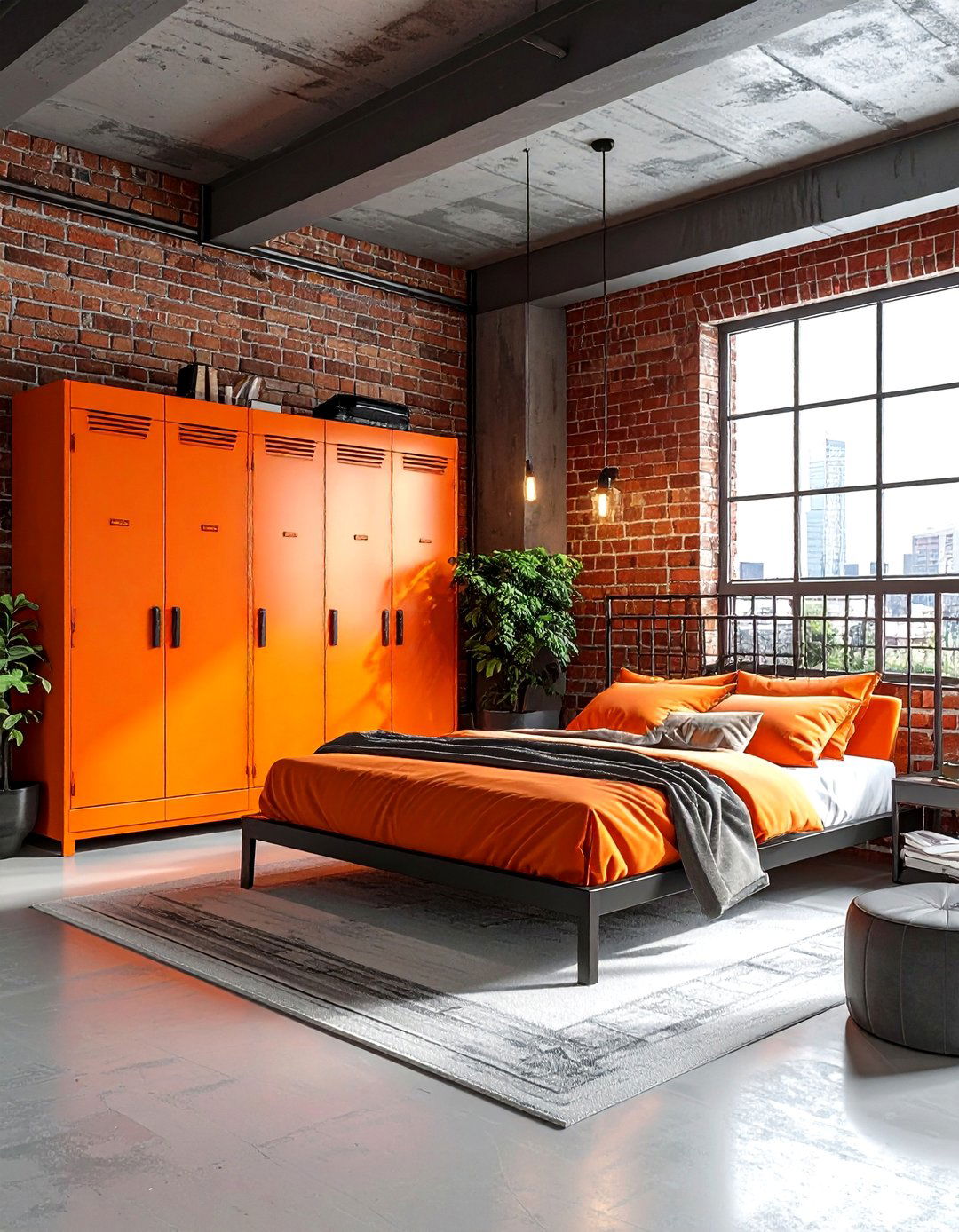 Industrial orange bedroom - 30 bright orange bedroom ideas