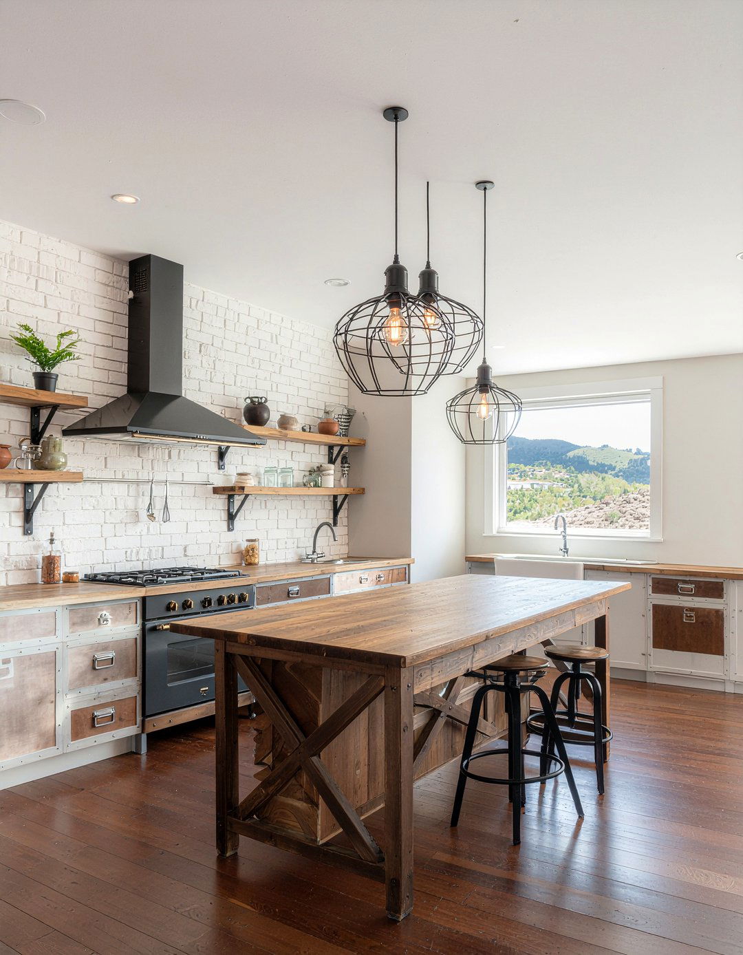 Industrial pendant lighting - 30 ski house kitchen ideas