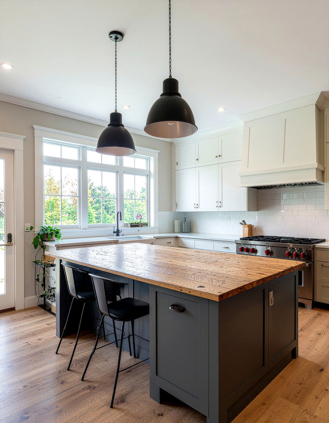 Industrial pendant lighting - 30 modern farmhouse kitchen ideas