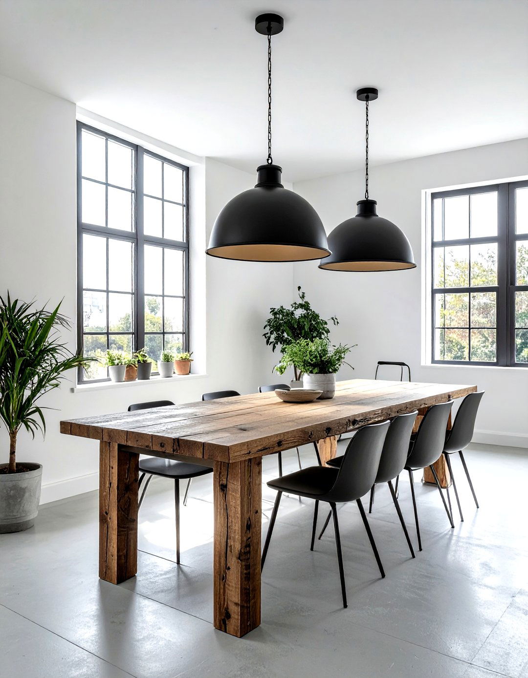 Industrial pendant lighting dining - 30 Fixer Upper dining room ideas
