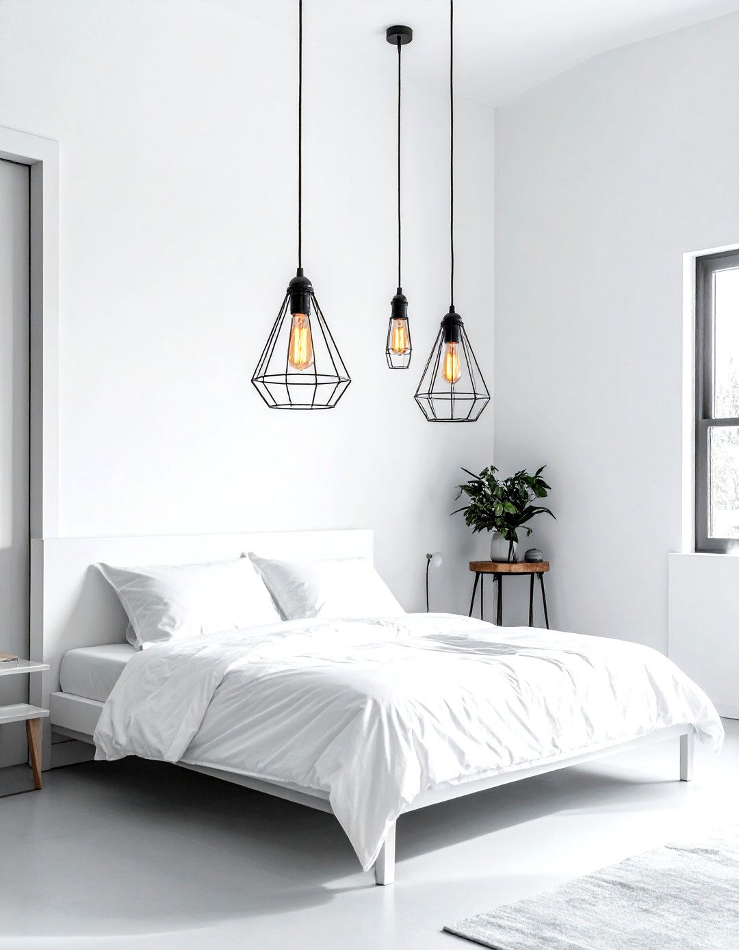 Industrial pendant lighting white bedroom - 30 industrial white bedroom ideas