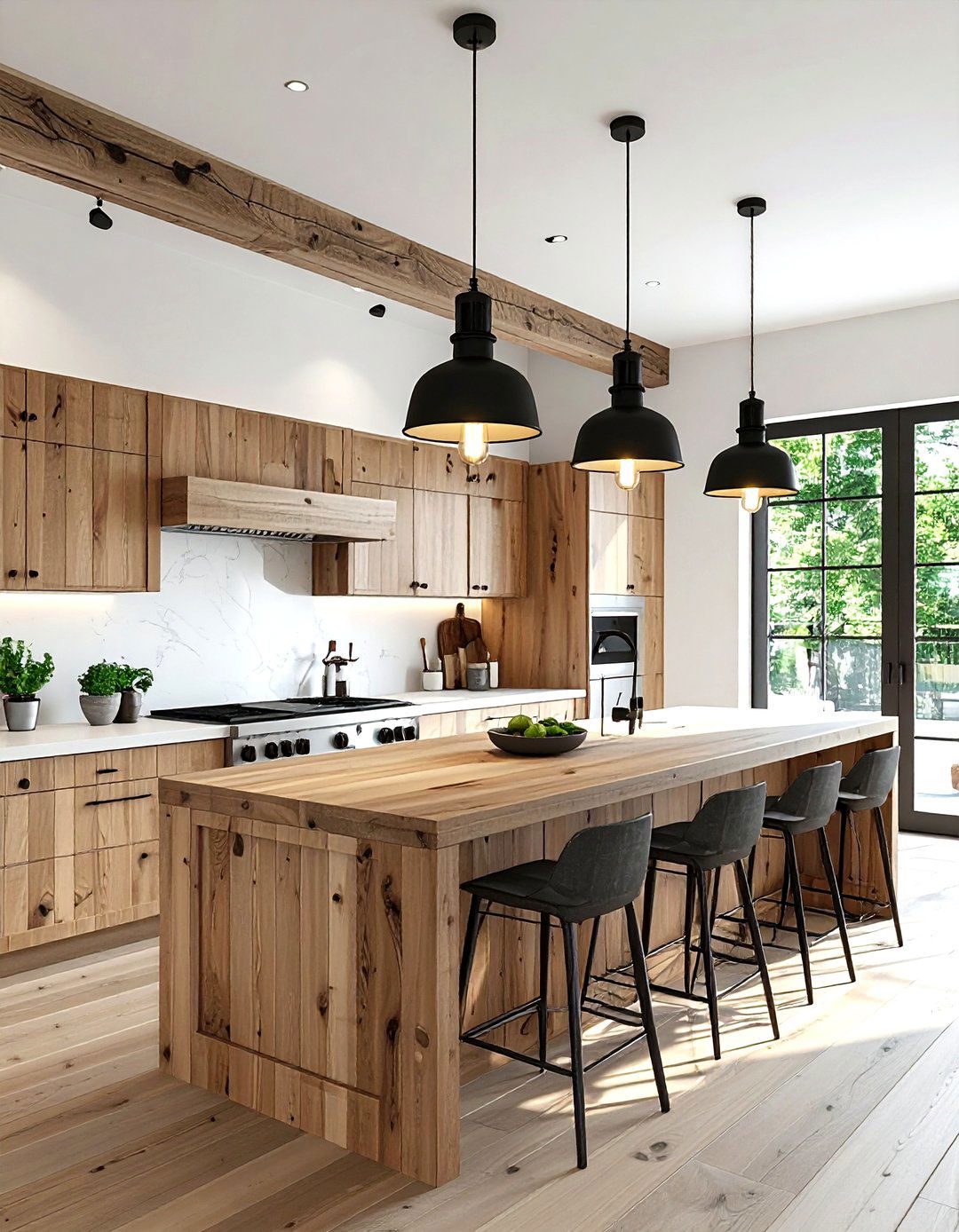 Industrial pendant lights - 30 rustic lodge kitchen ideas